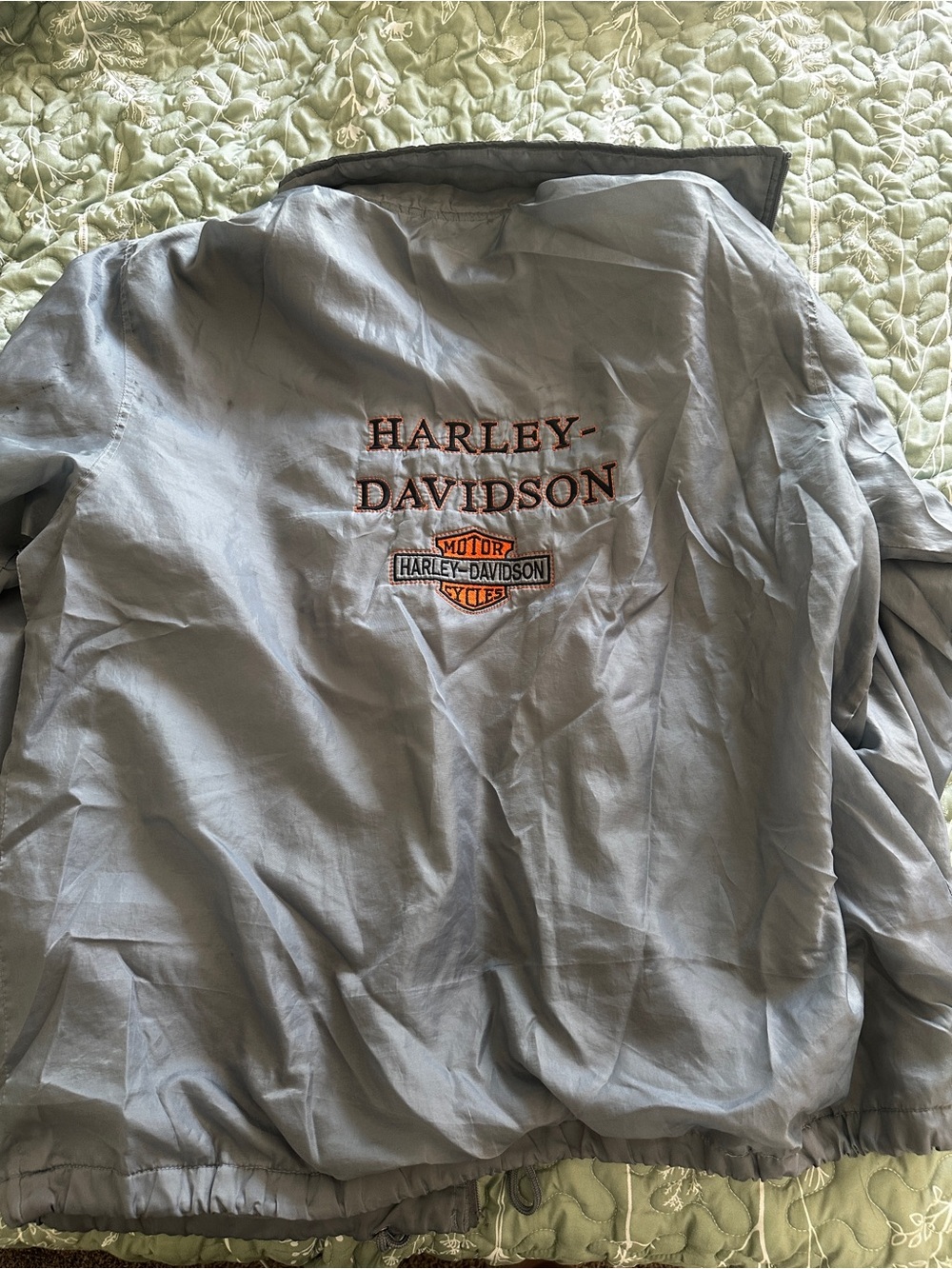 Harley-Davidson Light Gray Jacket with Orange Logo Embroidery